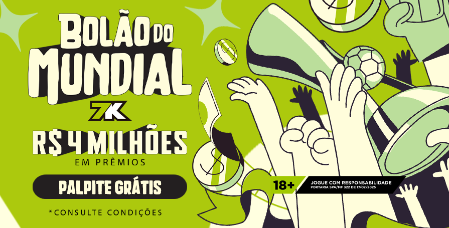 Ilustração de torcida vibrando com troféu e bola de futebol, promovendo o Bolão do Mundial 7K da Cassino.bet.br com R$ 4 milhões em prêmios e palpites grátis.